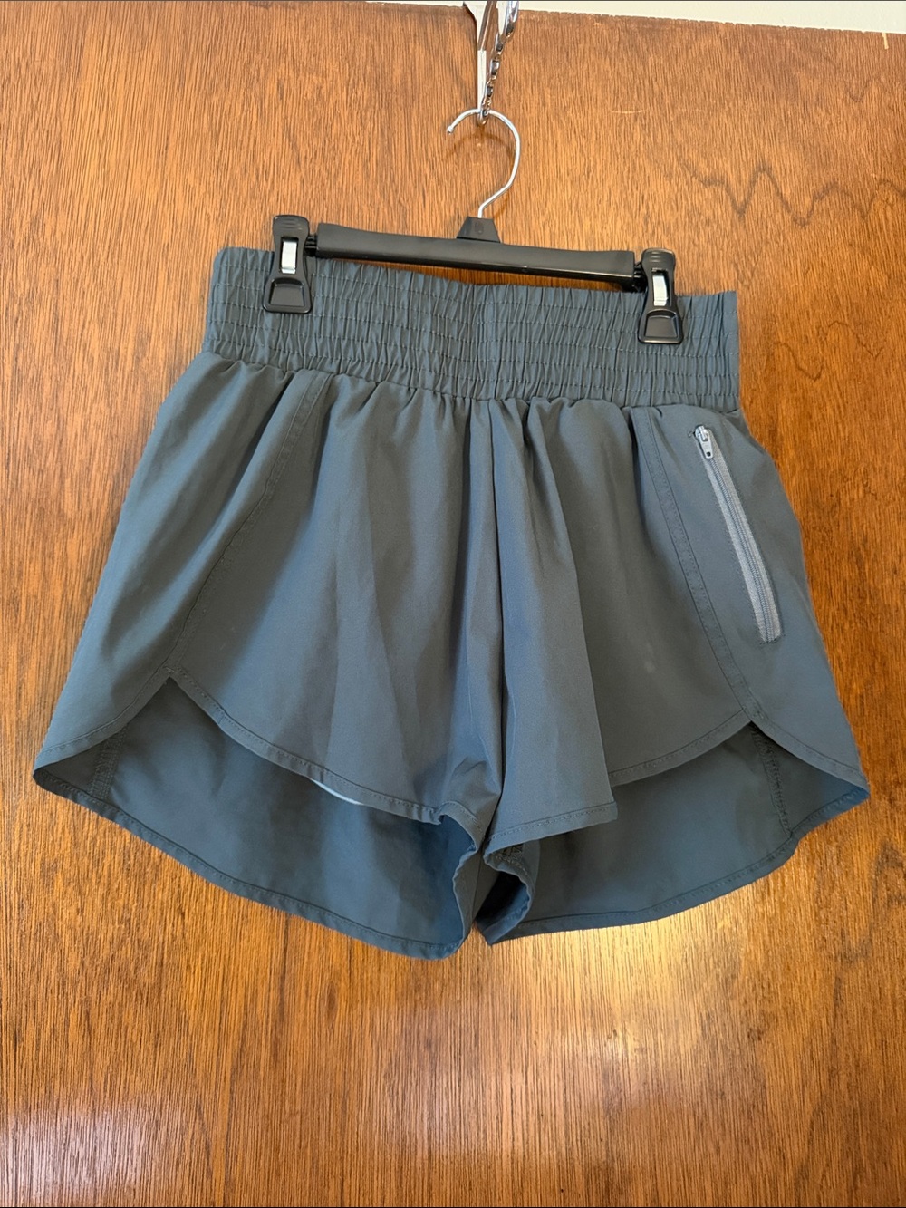 Women's Grey Athletic Shorts with Elastic Waistband